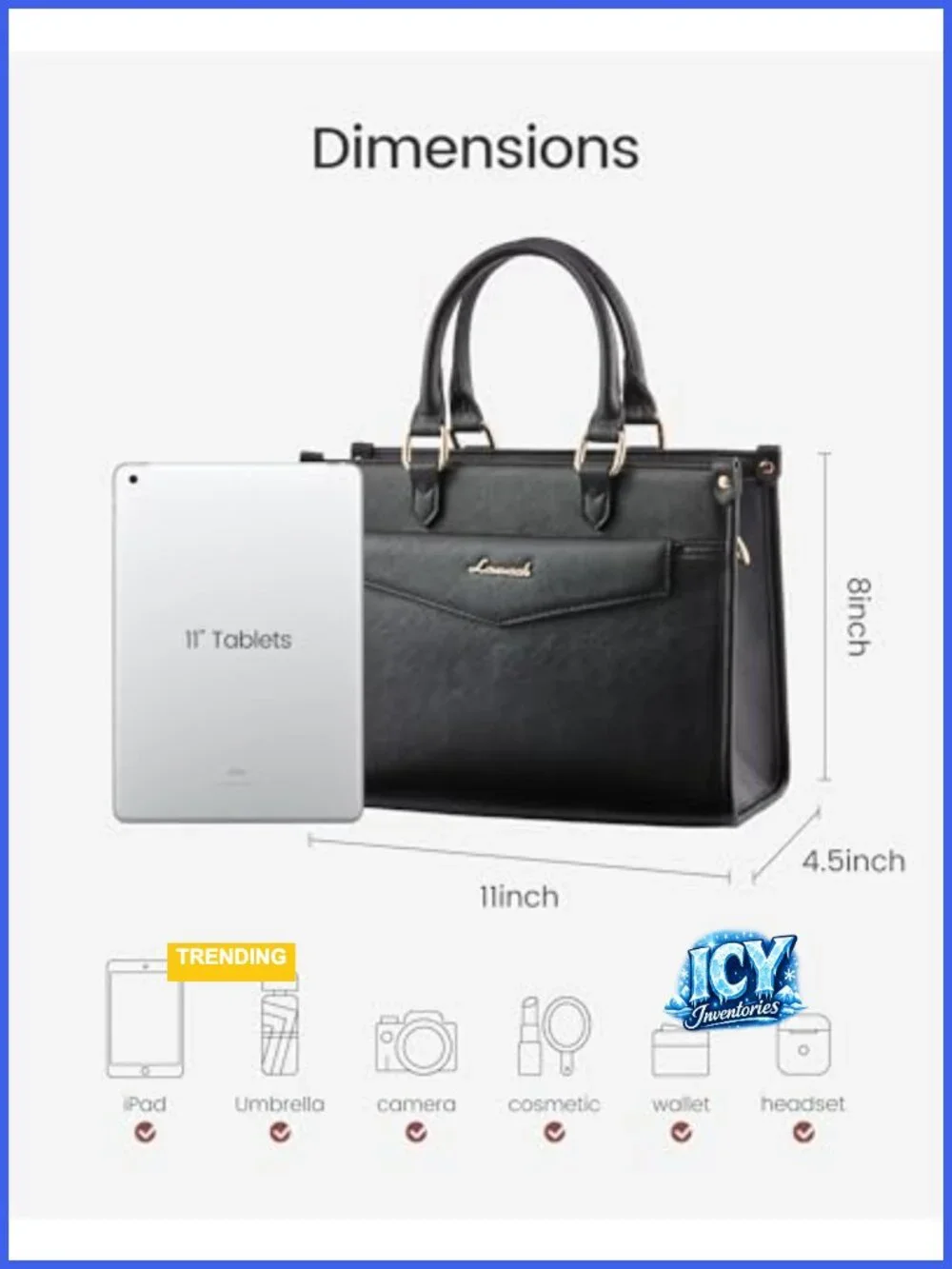 Women's Satchel Tote Handbag PU Leather Crossbody Shoulder Bag Top Handle 3-Way
